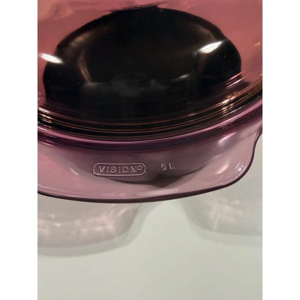 VISIONS by CORNING Cranberry Glass Dutch Oven Casserole Dish with Lid 5L MCM